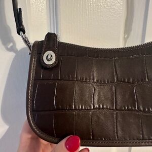 COACH Crocodile Swing Bag in Maple Brown